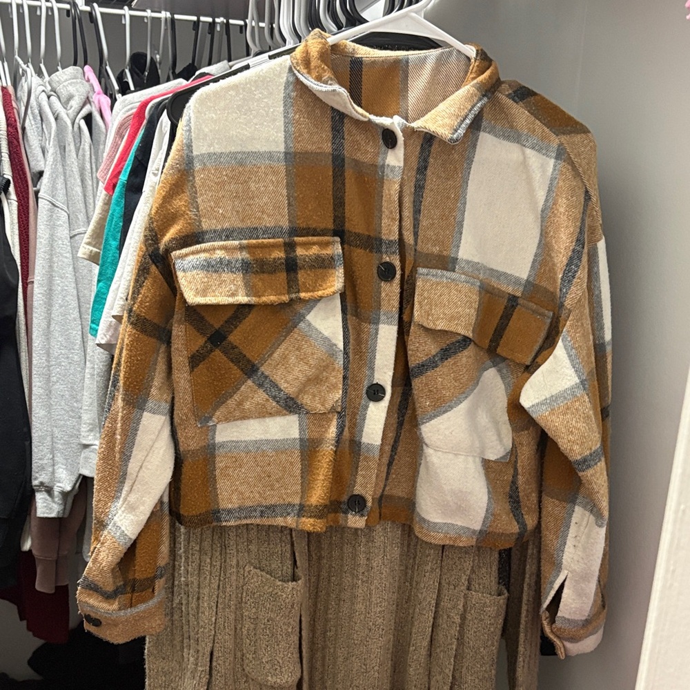 Plaid Tan and Cream Women's Jacket